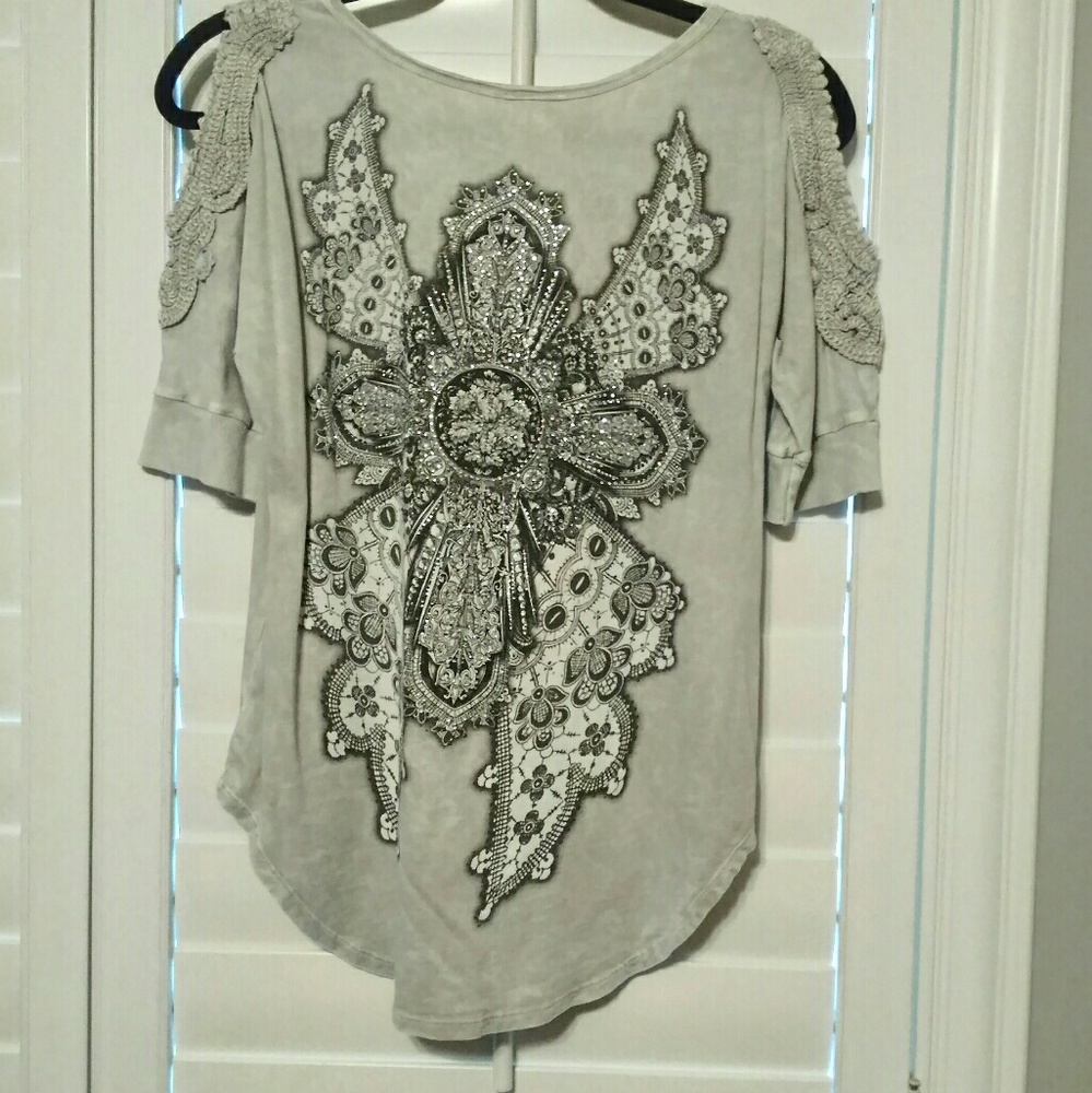 Crocheted cold shoulder top